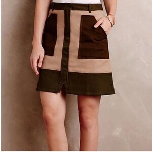 Anthropologie Holding Horses Army Green Utility Skirt